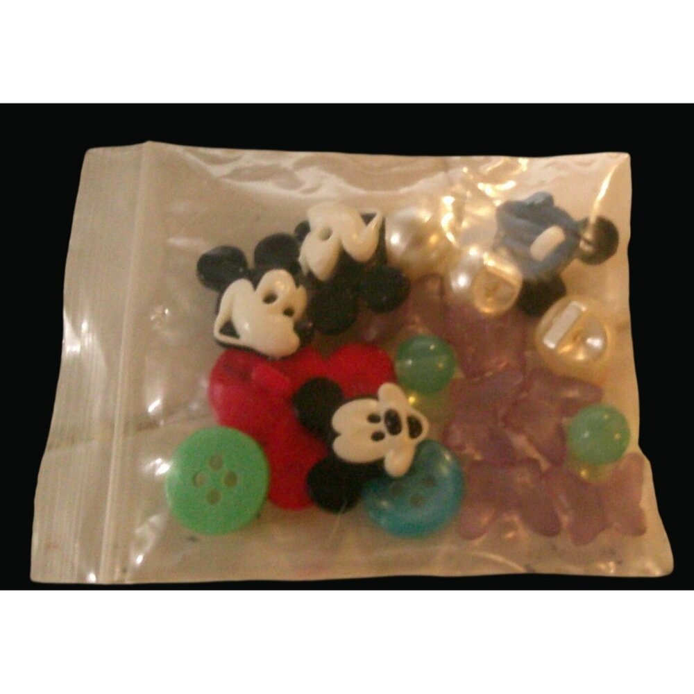 Disney Mickey Mouse & Assorted Craft Buttons/Beads For Jewelry Or Sewing C05 M